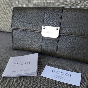 Gucci Leather Brown/Green Wallet